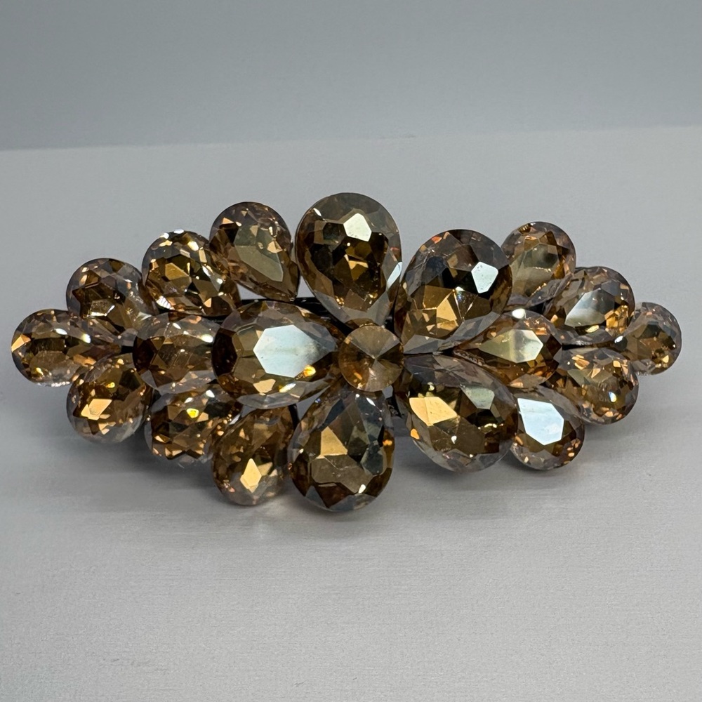Champagne Crystal Flower Hair Clip, Bridal Hair Accessory Wedding Hair Accessory